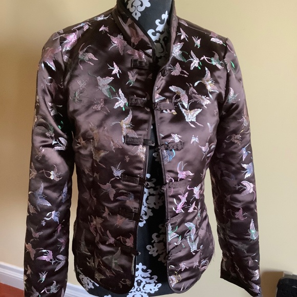 Brown mandarin style jacket - Picture 1 of 3